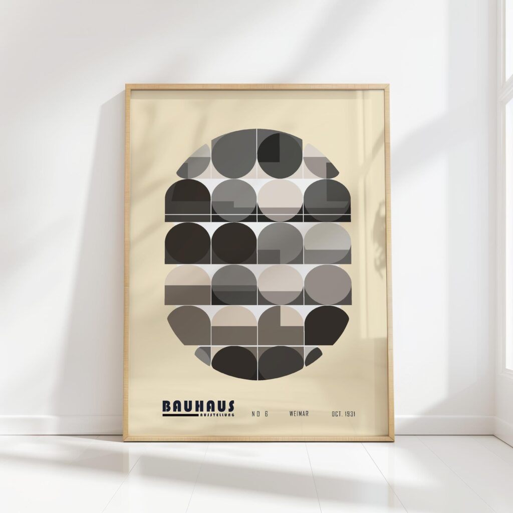 bauhaus print neutral geometric circle design 8