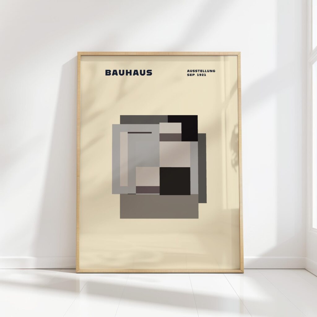 bauhaus print neutral geometric contrast design