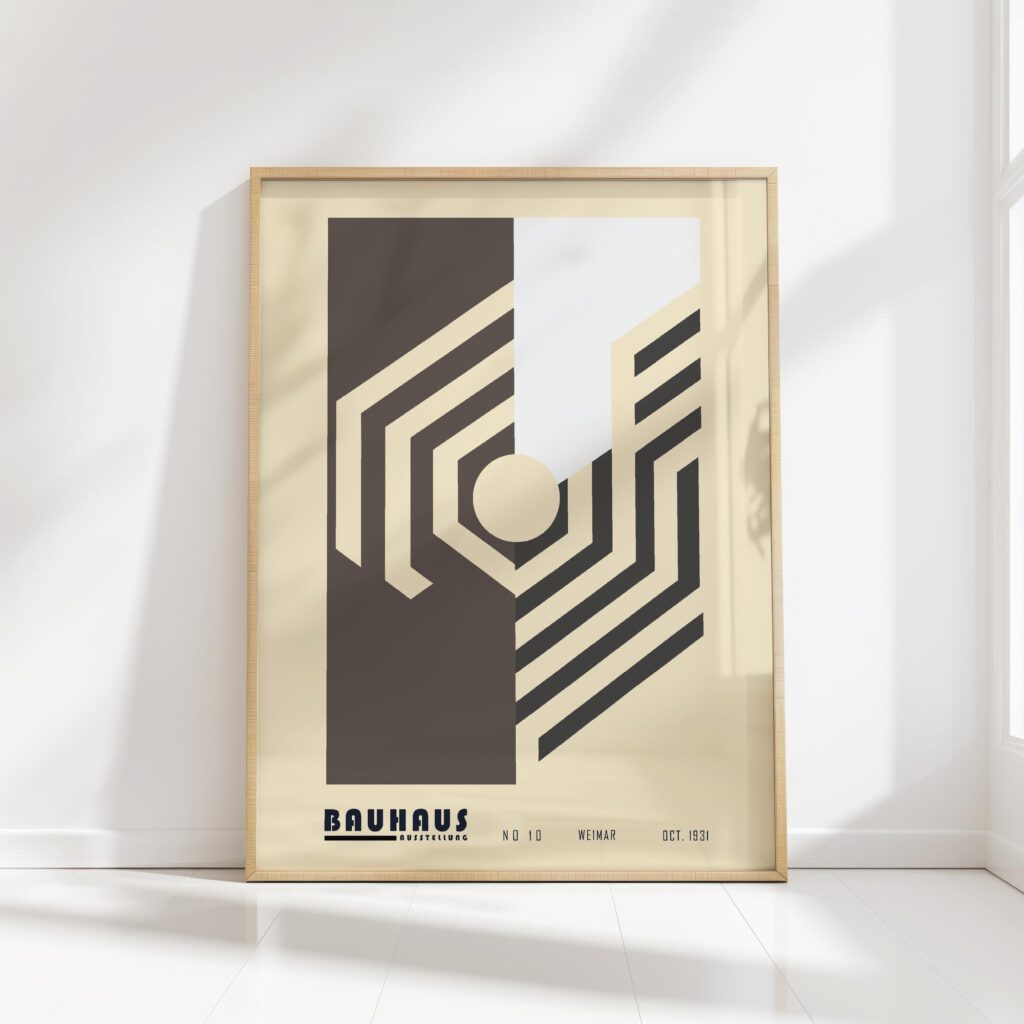 bauhaus print neutral geometric lines artwork