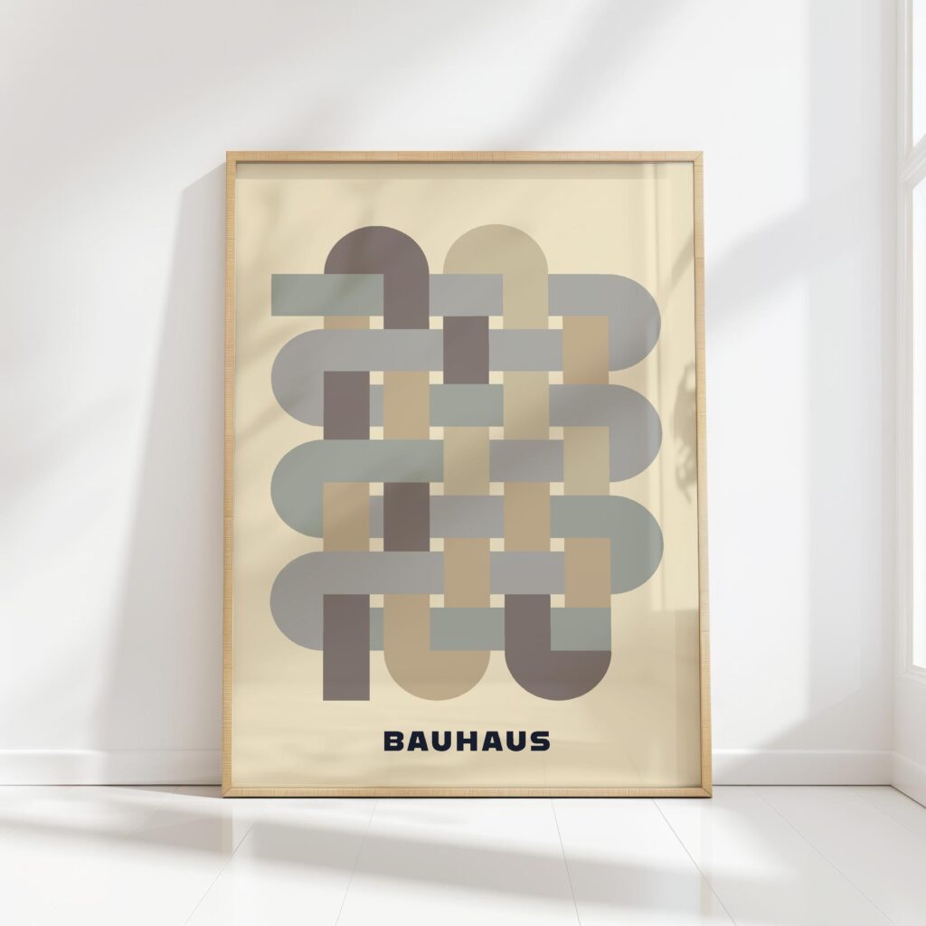 bauhaus print neutral hues geometric interplay