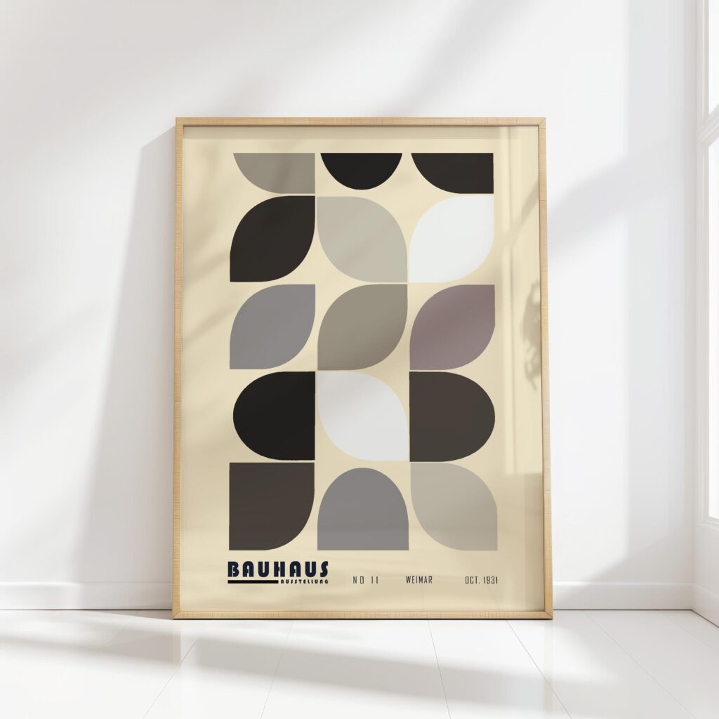 bauhaus print neutral palette geometric shapes