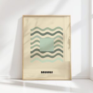 bauhaus print neutral palette geometric waves