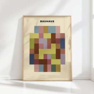 bauhaus print neutral tone geometric shapes