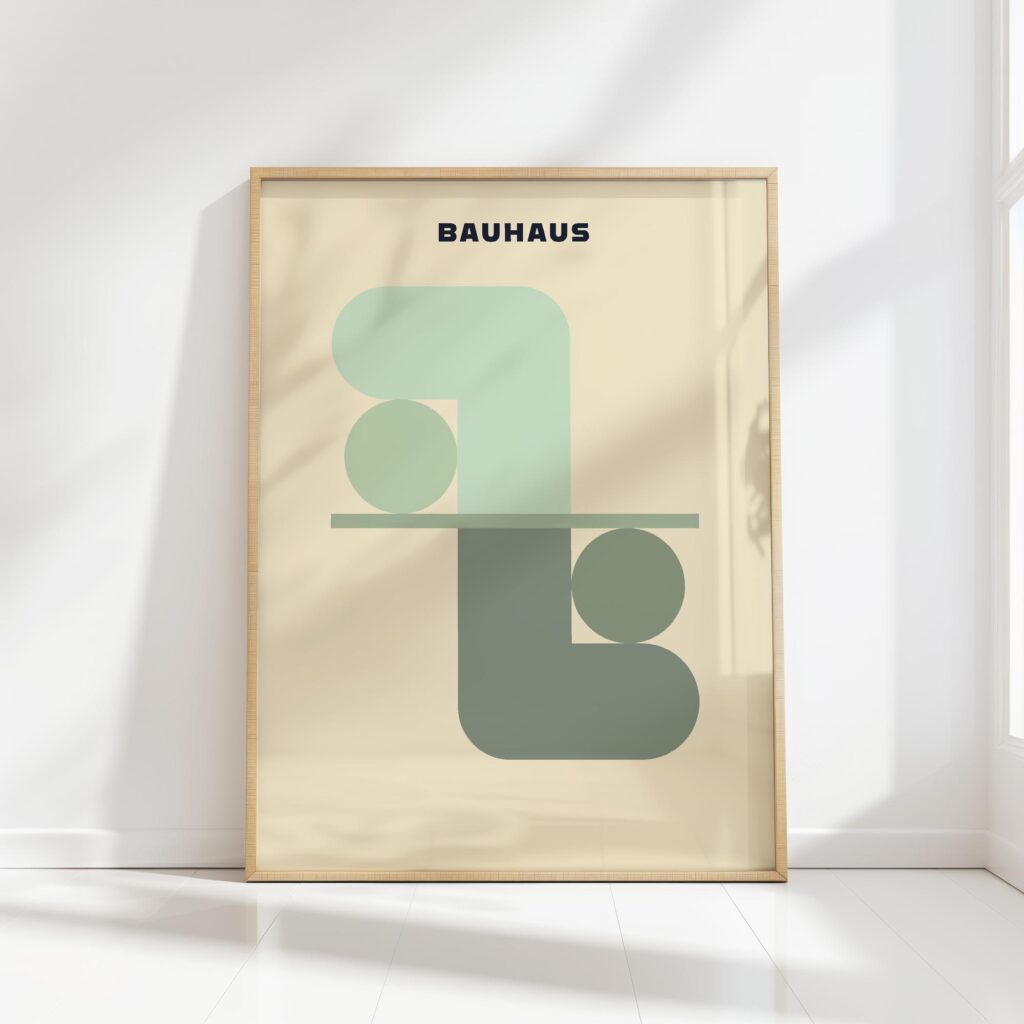 bauhaus print neutral tone simple geometric design