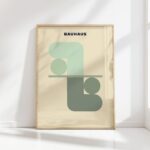 bauhaus print neutral tone simple geometric design