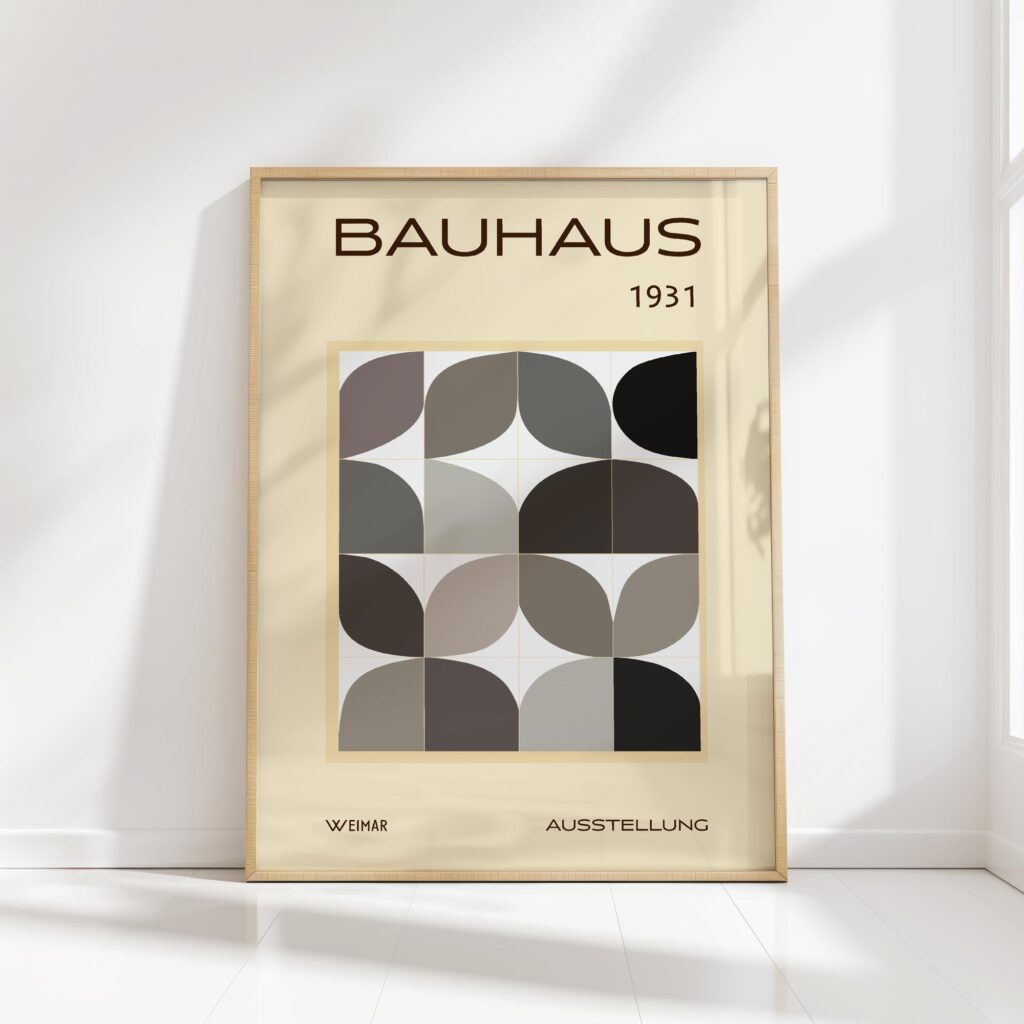 bauhaus print neutral toned geometric design