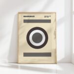 bauhaus print neutral tones abstract composition concentric circles