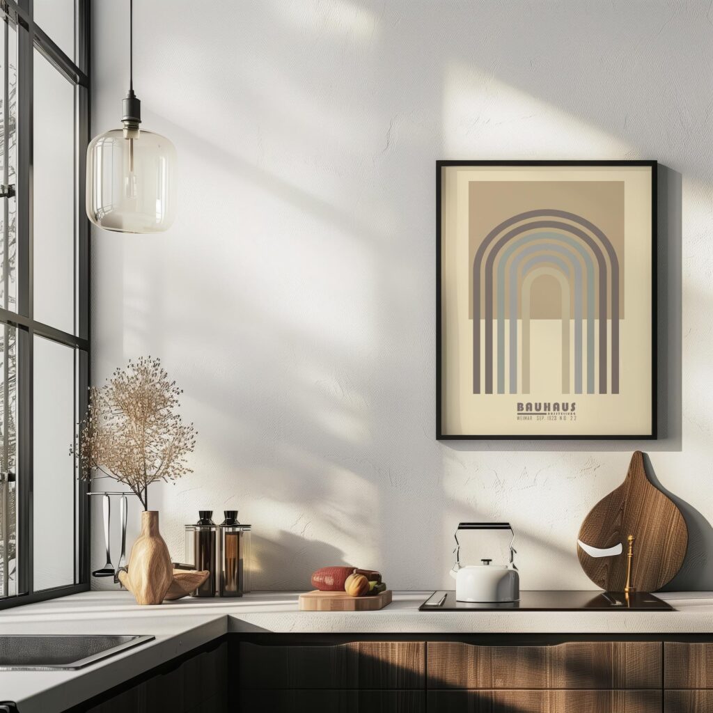 bauhaus print neutral tones arch layered design 5