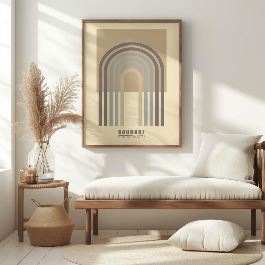 bauhaus print neutral tones arch layered design 6
