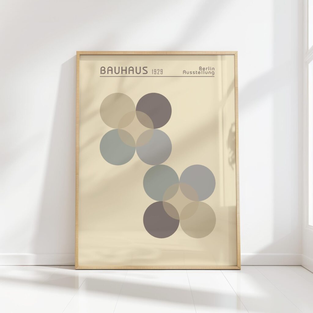 bauhaus print neutral tones circle overlap design