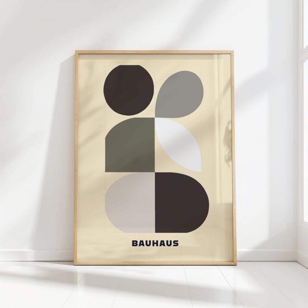 bauhaus print neutral tones geometric artwork