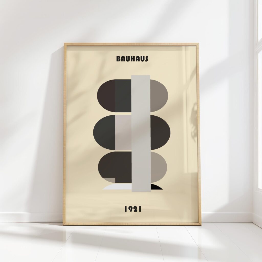 bauhaus print neutral tones geometric balance 3