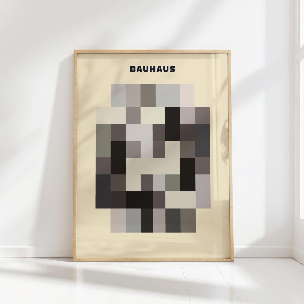 bauhaus print neutral tones geometric blocks