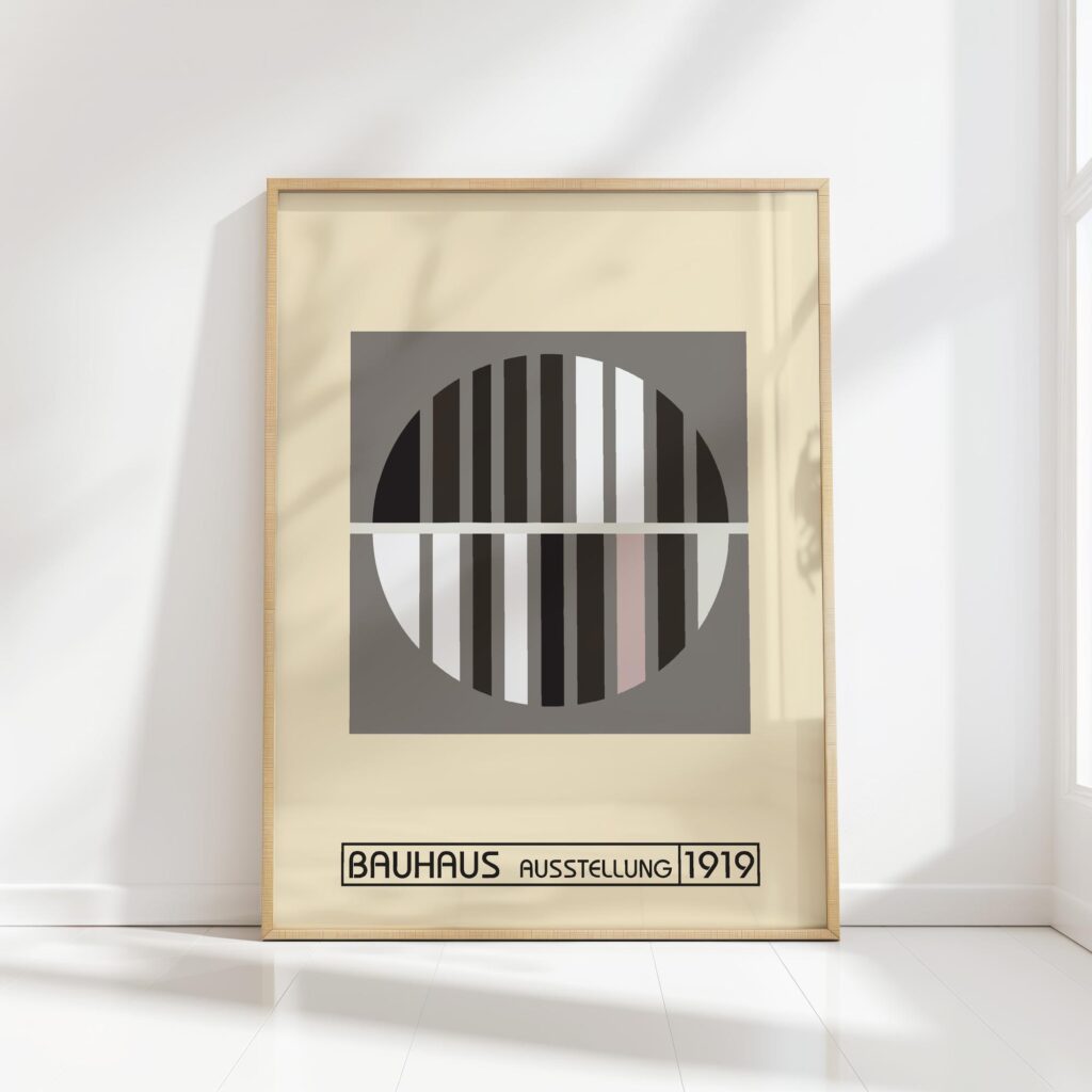 bauhaus print neutral tones geometric circle