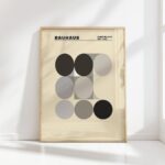 bauhaus print neutral tones geometric circle design