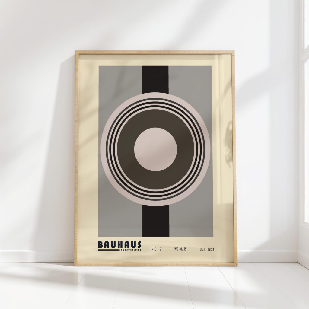 bauhaus print neutral tones geometric circles