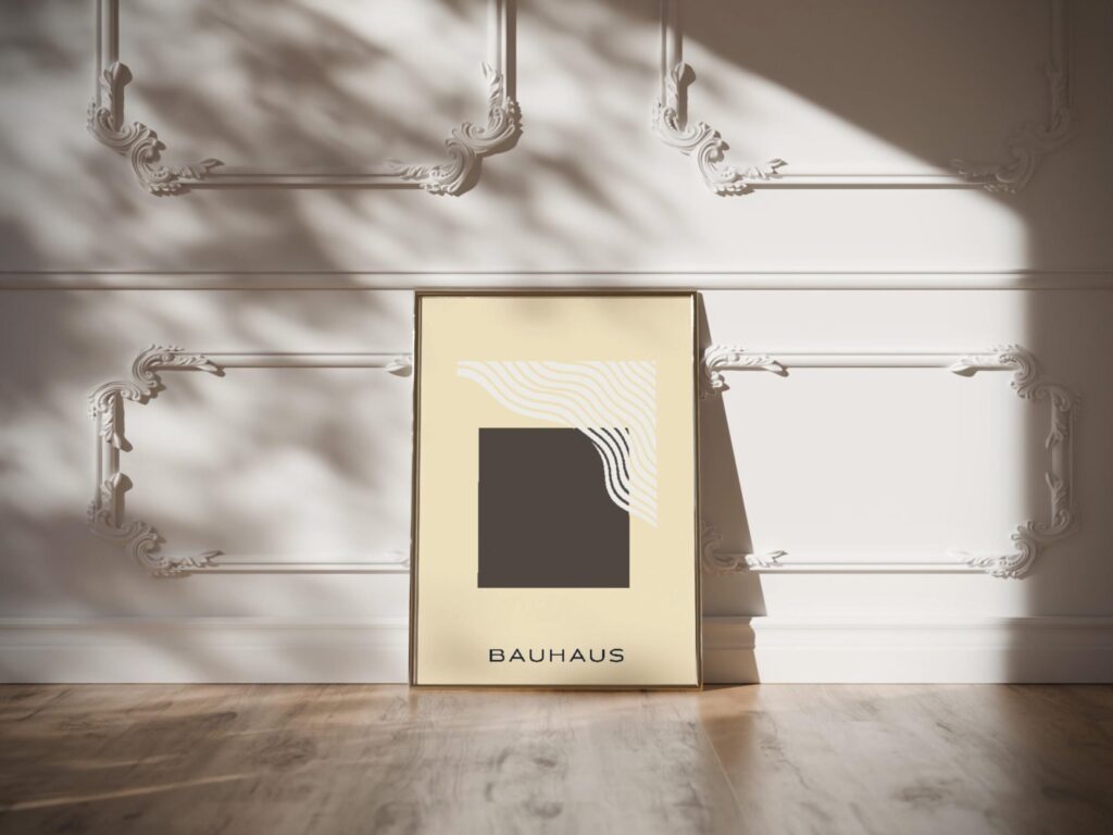 bauhaus print neutral tones geometric curves