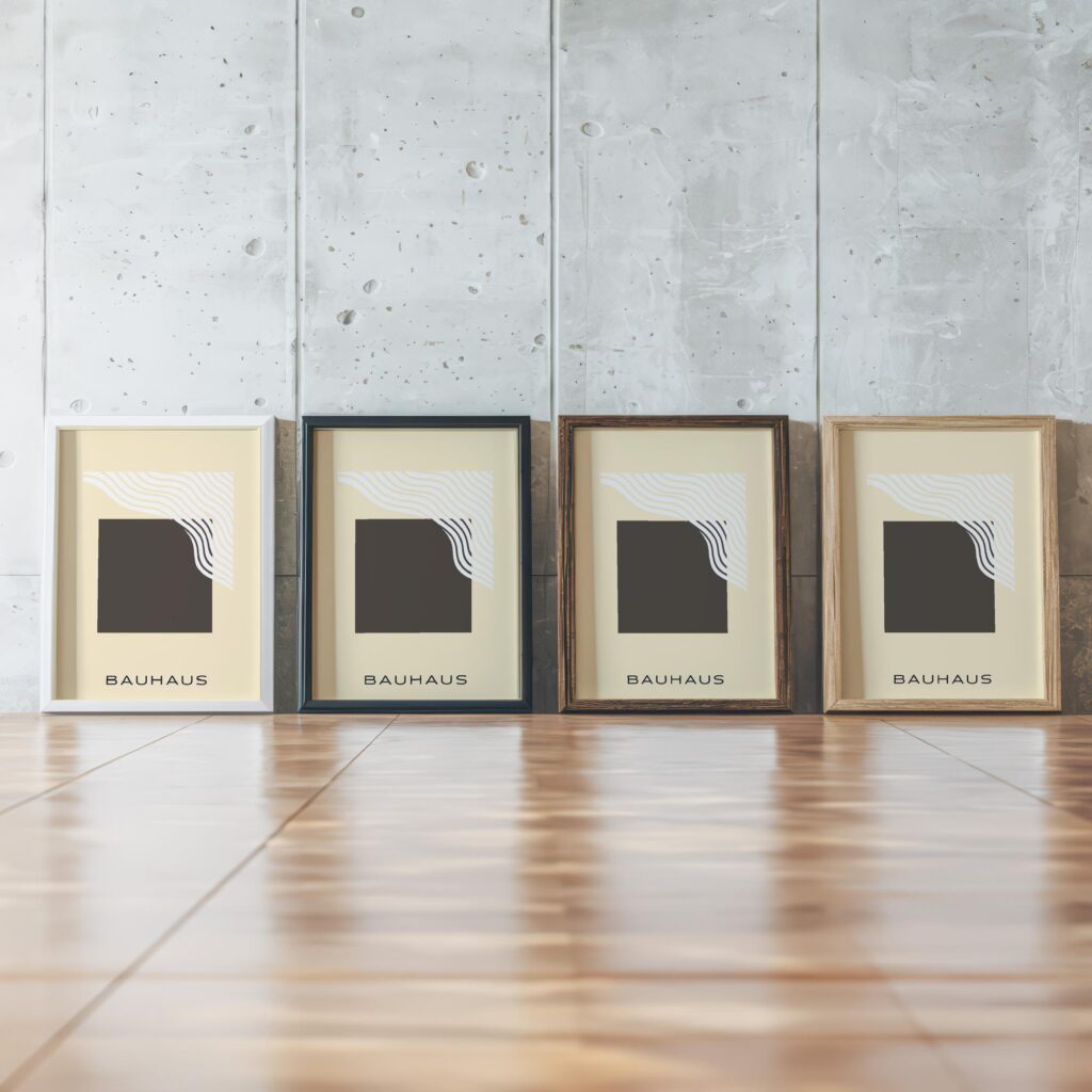 bauhaus print neutral tones geometric curves 2