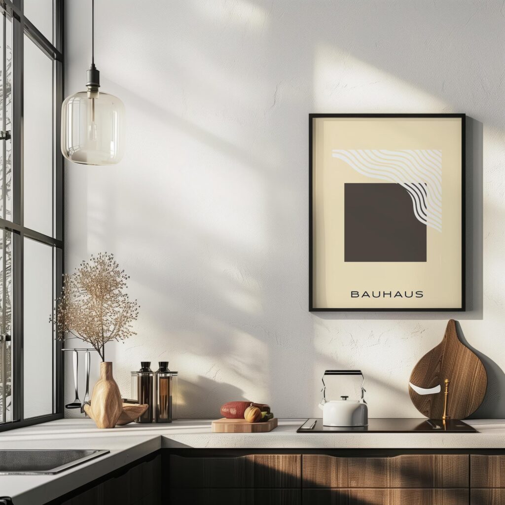 bauhaus print neutral tones geometric curves 5