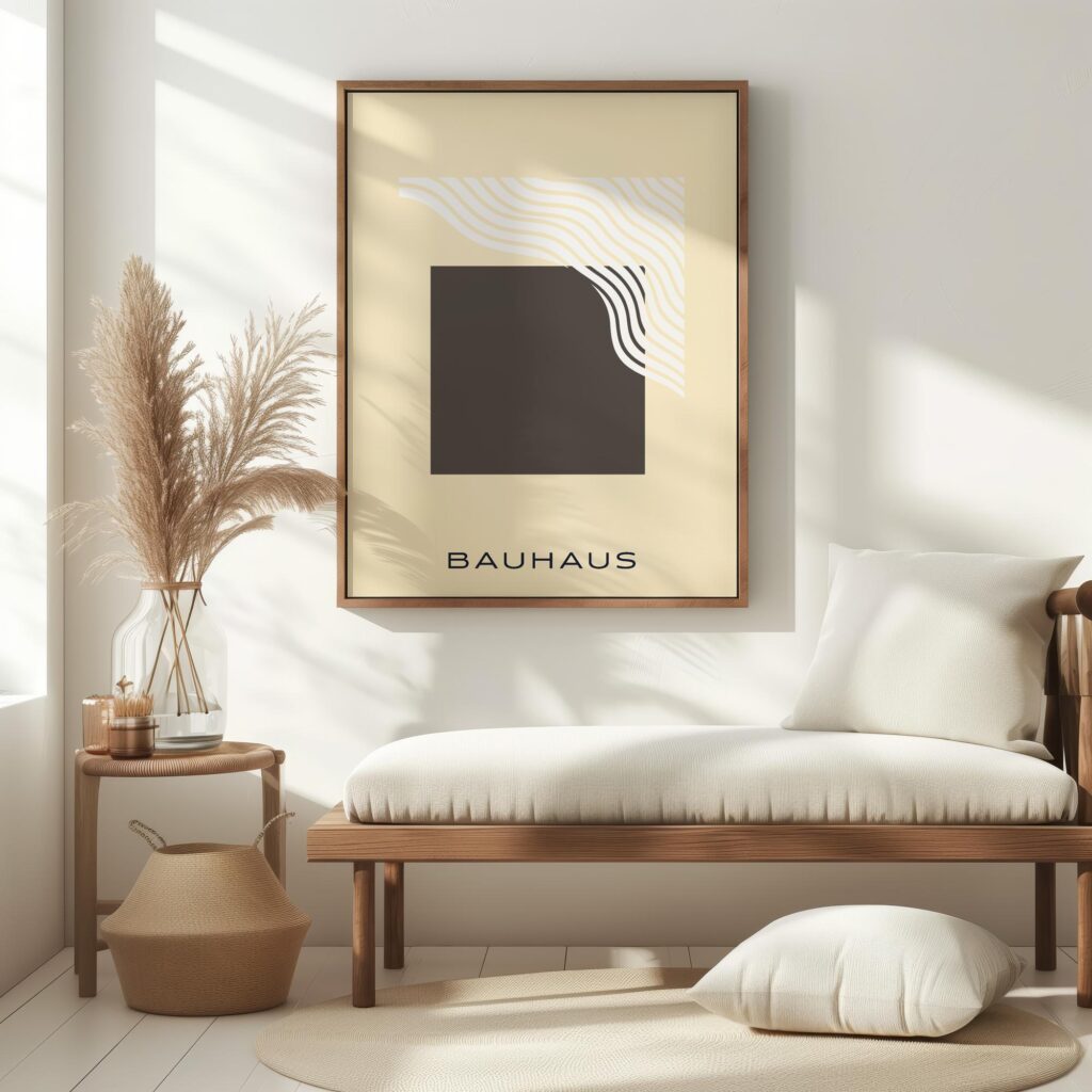 bauhaus print neutral tones geometric curves 6