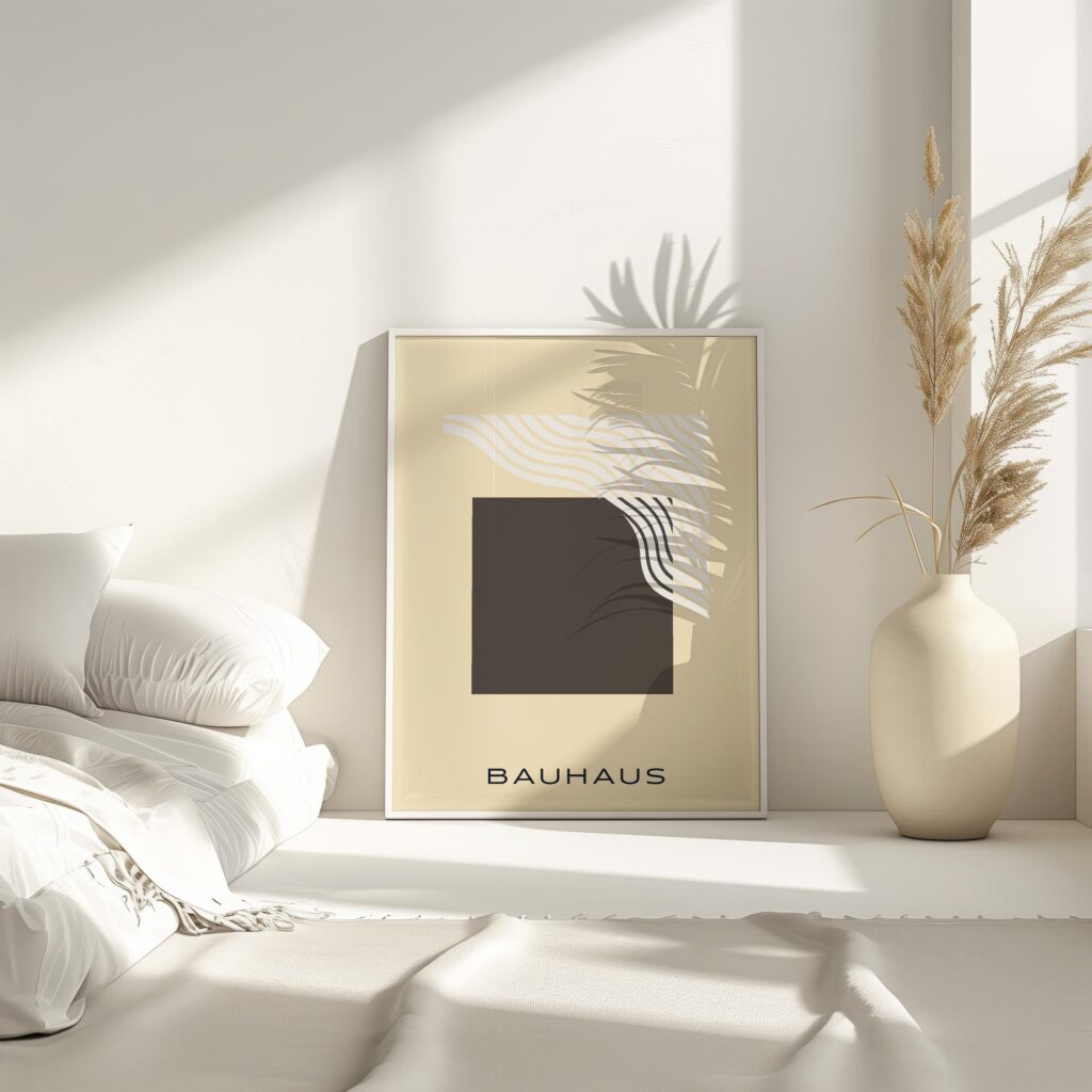 bauhaus print neutral tones geometric curves 7