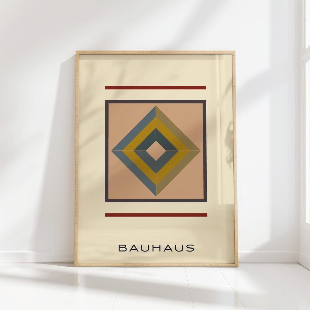 bauhaus print neutral tones geometric design
