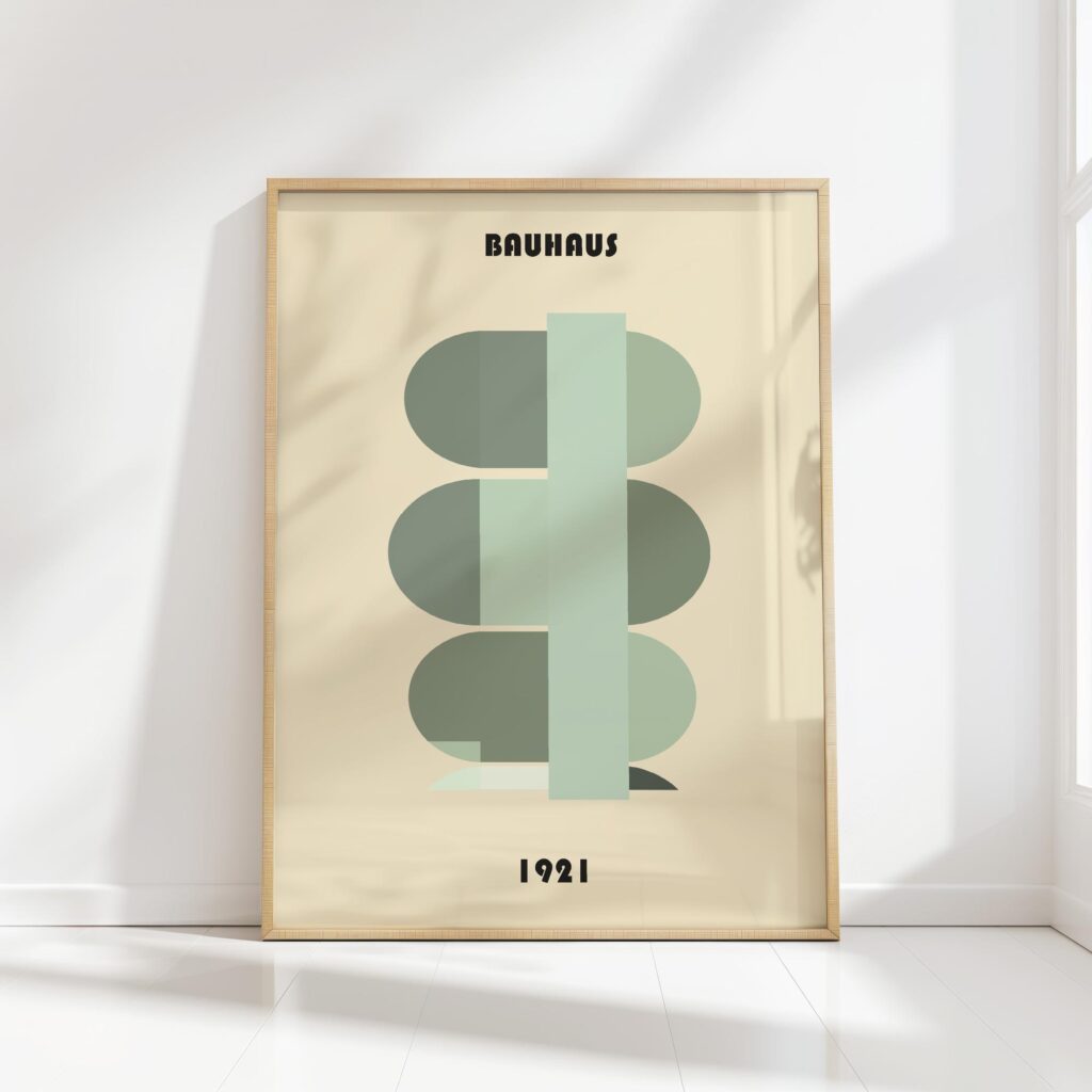 bauhaus print neutral tones geometric design 5