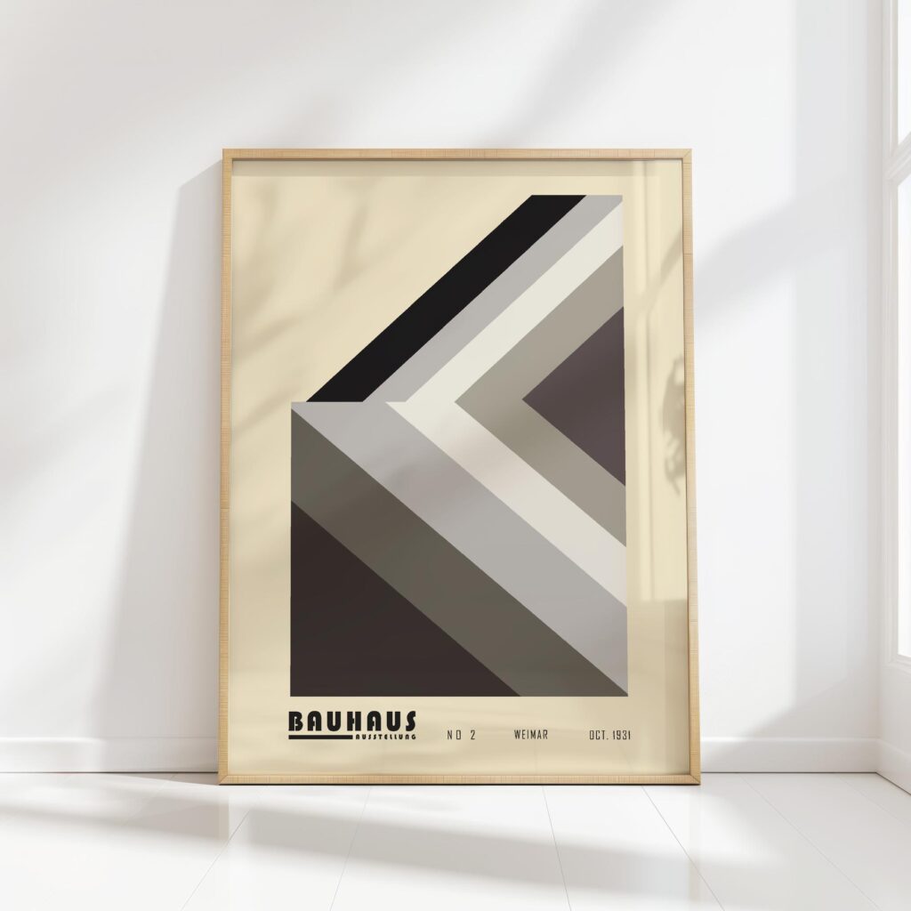 bauhaus print neutral tones geometric design 6
