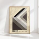 bauhaus print neutral tones geometric design 6