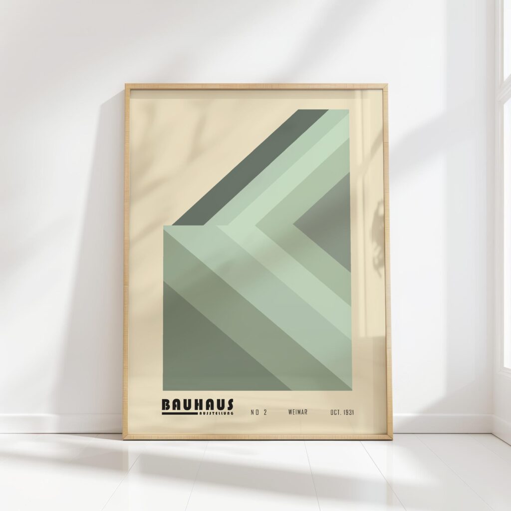 bauhaus print neutral tones geometric design 7
