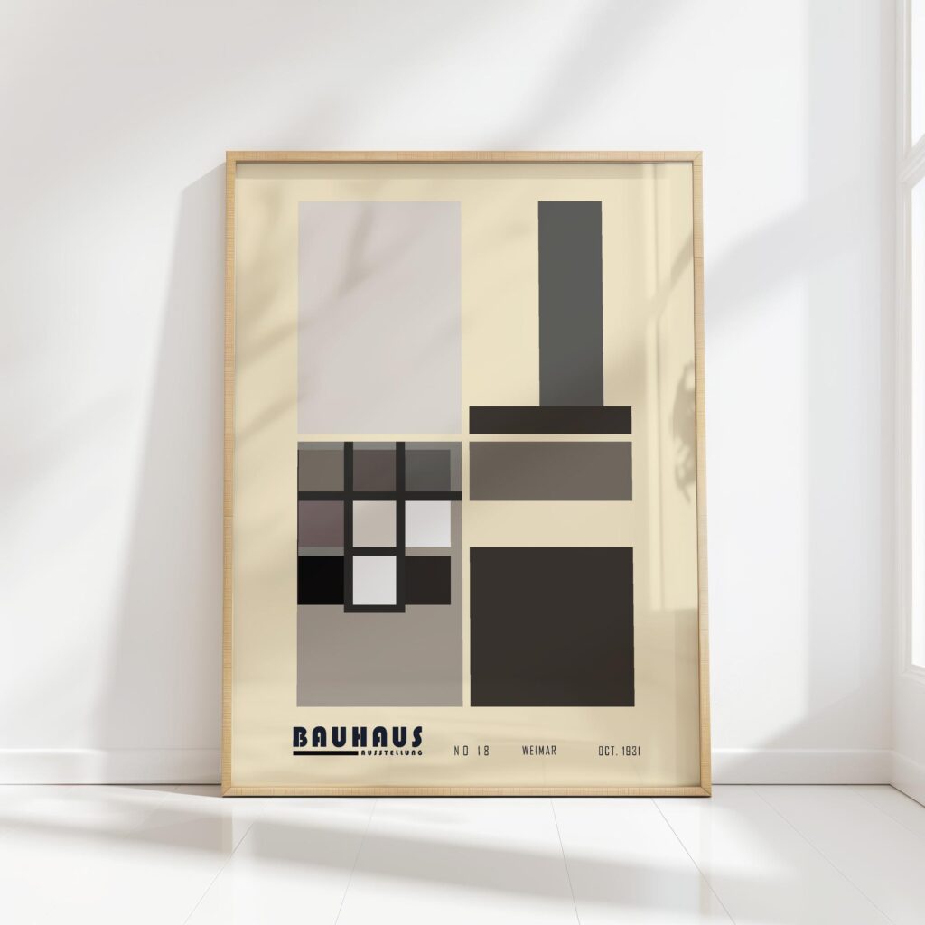 bauhaus print neutral tones geometric forms