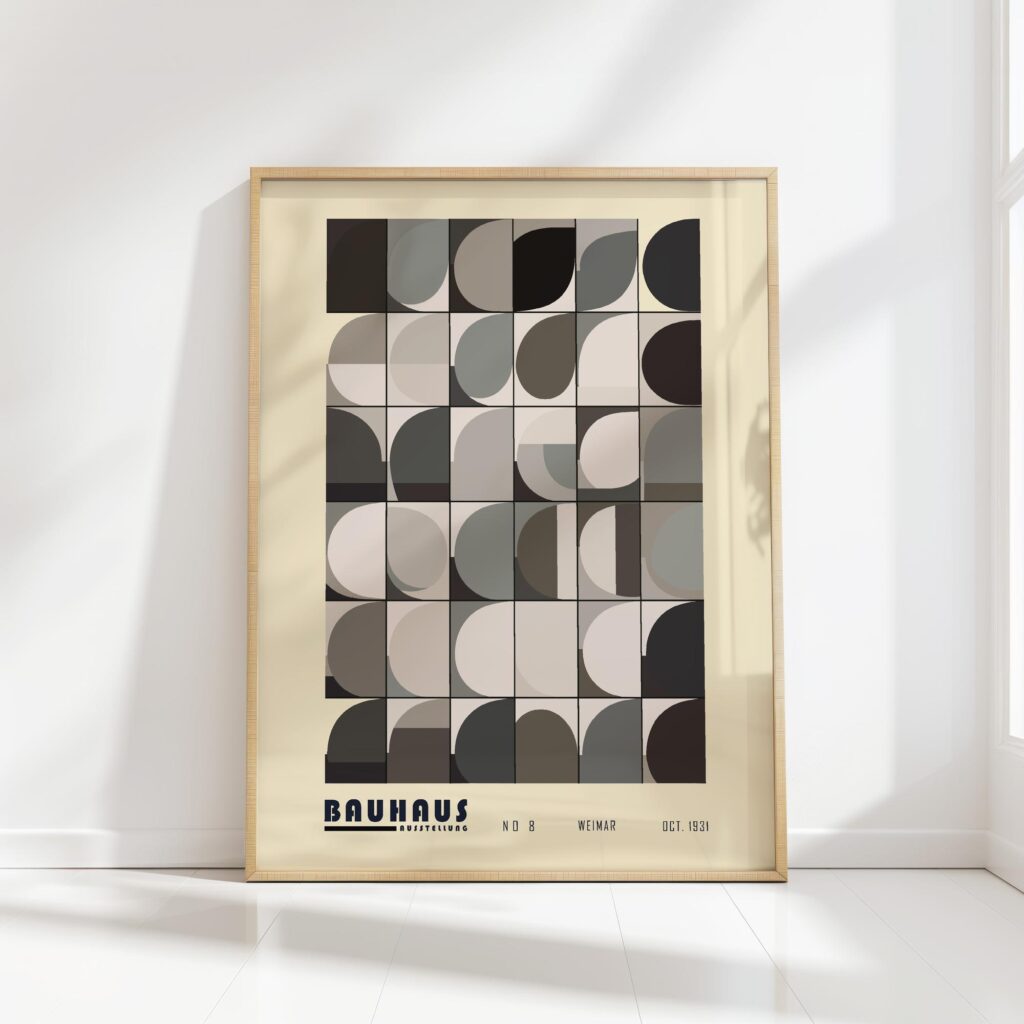 bauhaus print neutral tones geometric grid