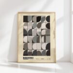bauhaus print neutral tones geometric grid