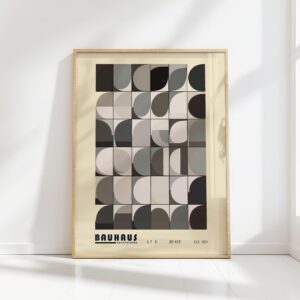 bauhaus print neutral tones geometric grid