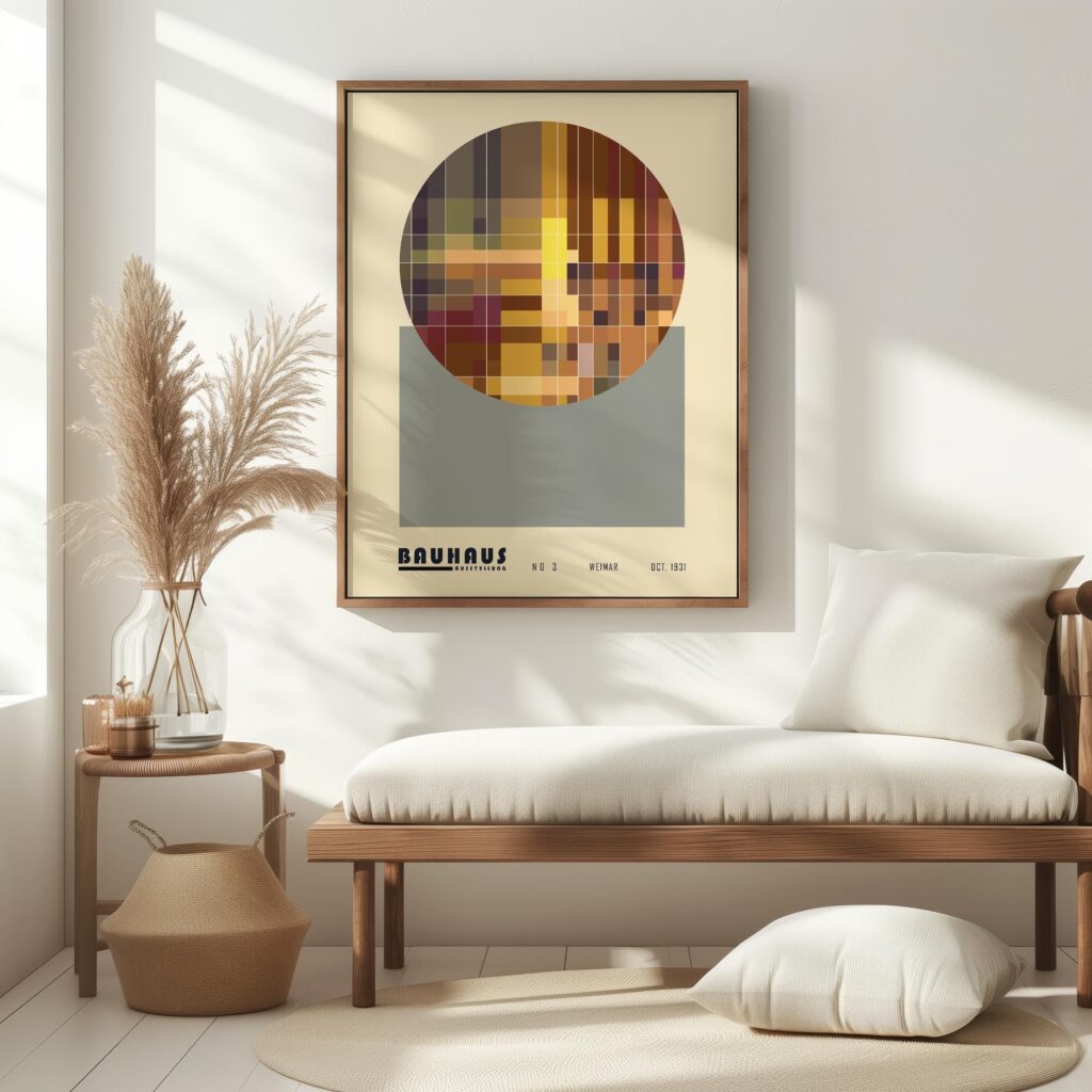 bauhaus print neutral tones geometric grid design 6