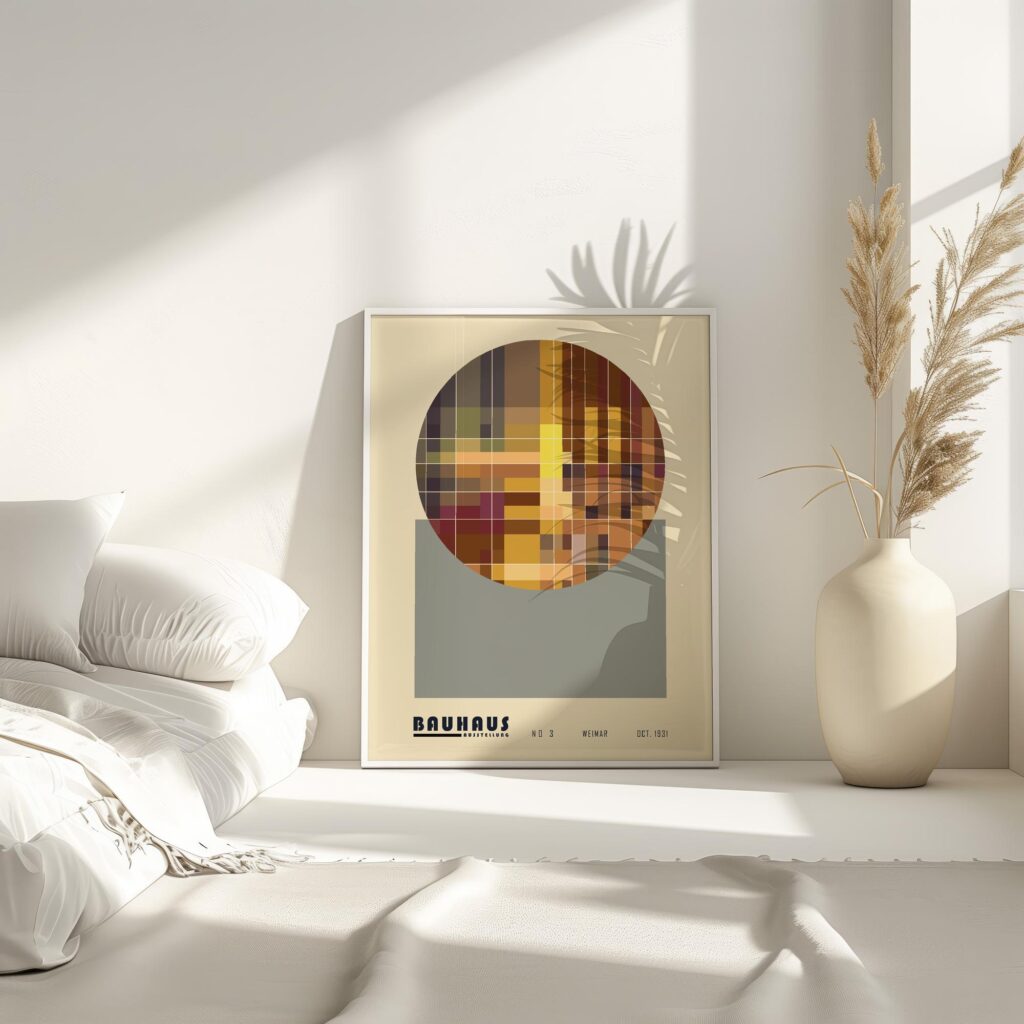 bauhaus print neutral tones geometric grid design 7