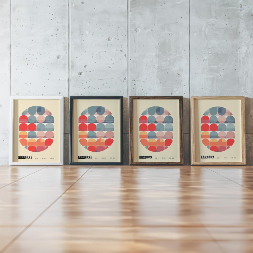 bauhaus print neutral tones geometric harmony 2