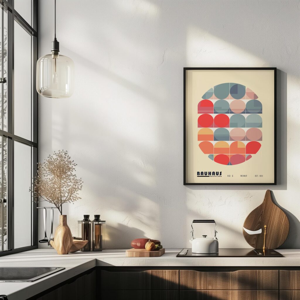 bauhaus print neutral tones geometric harmony 5