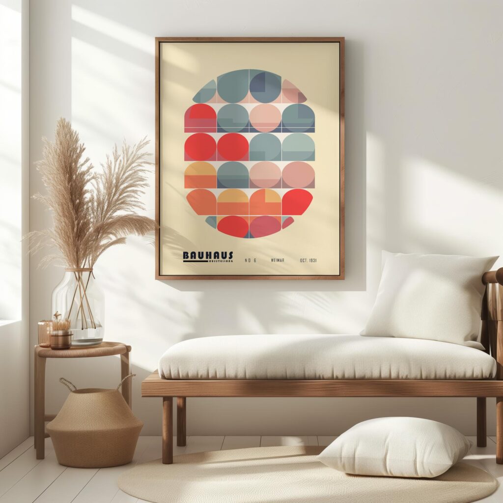 bauhaus print neutral tones geometric harmony 6