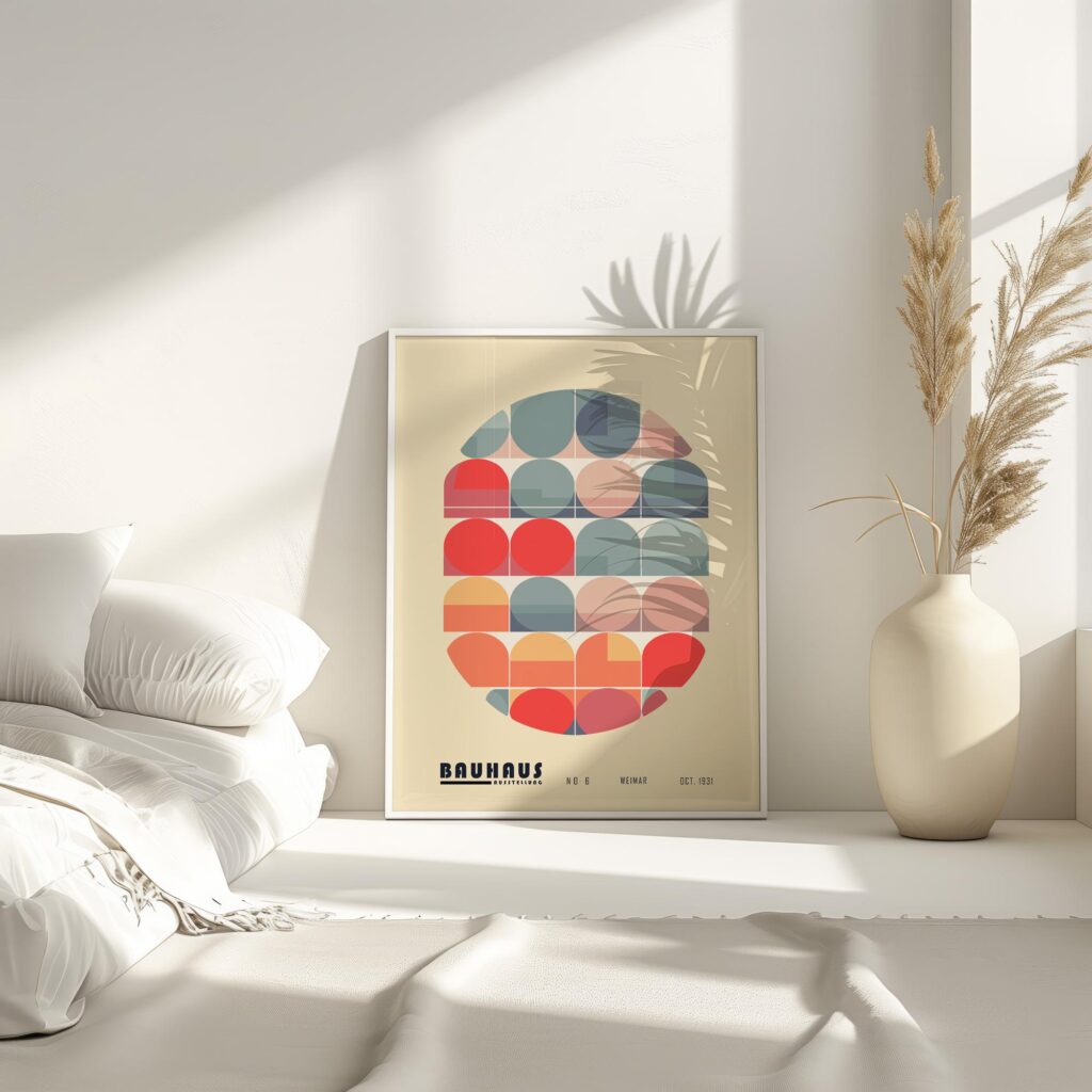 bauhaus print neutral tones geometric harmony 7