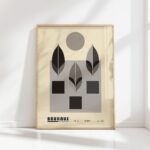 bauhaus print neutral tones geometric leaf design