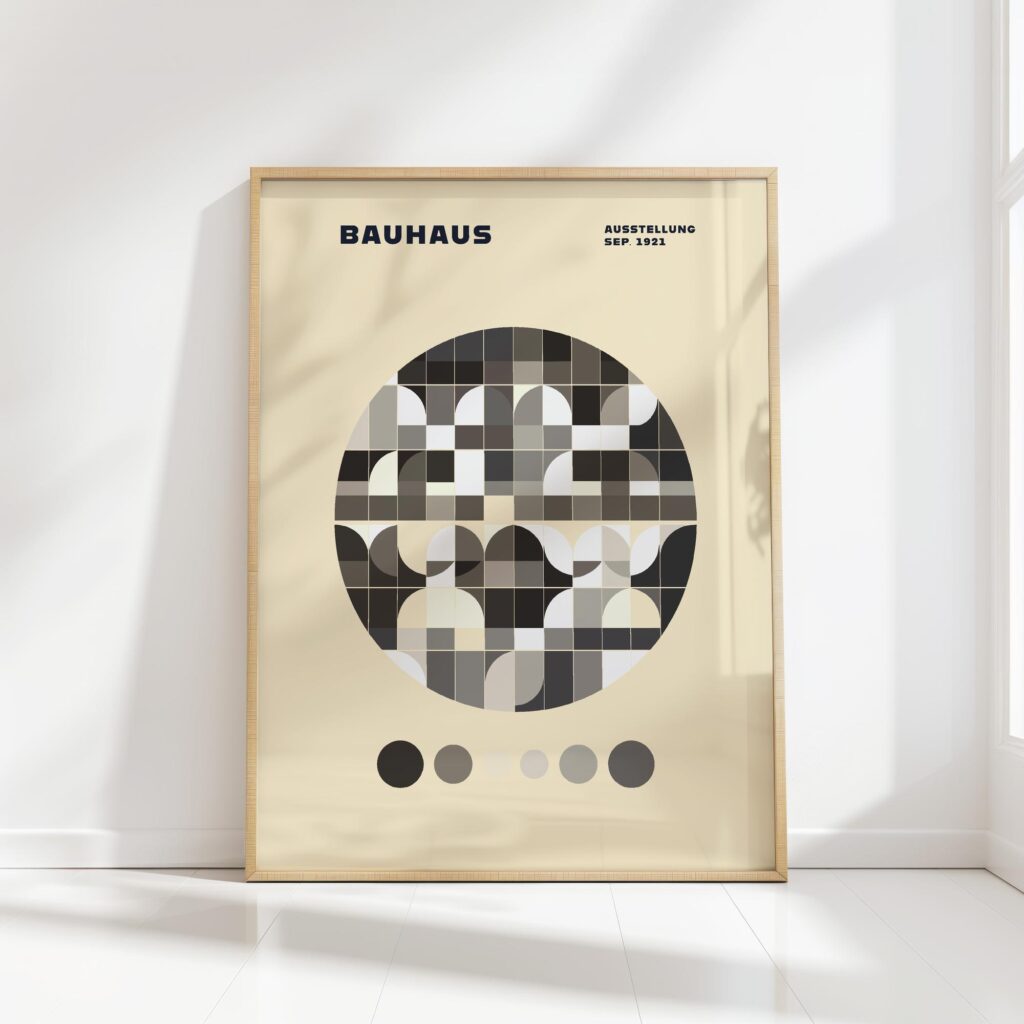 bauhaus print neutral tones geometric pattern