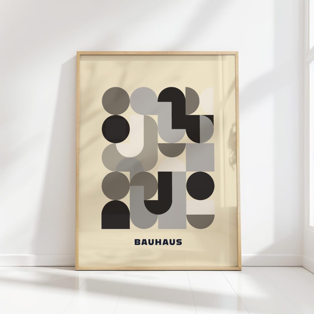 bauhaus print neutral tones geometric pattern 3