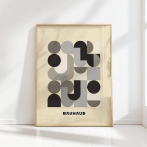 bauhaus print neutral tones geometric pattern 3
