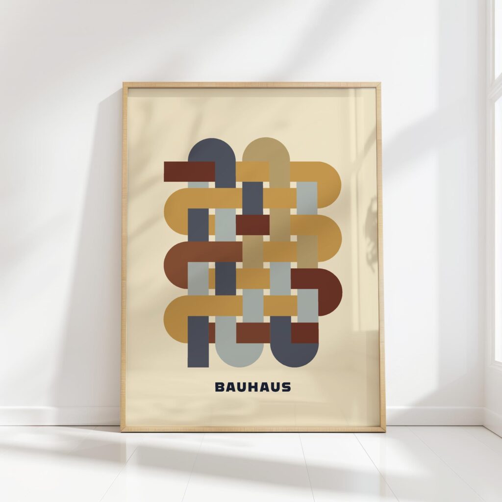 bauhaus print neutral tones geometric pattern 4