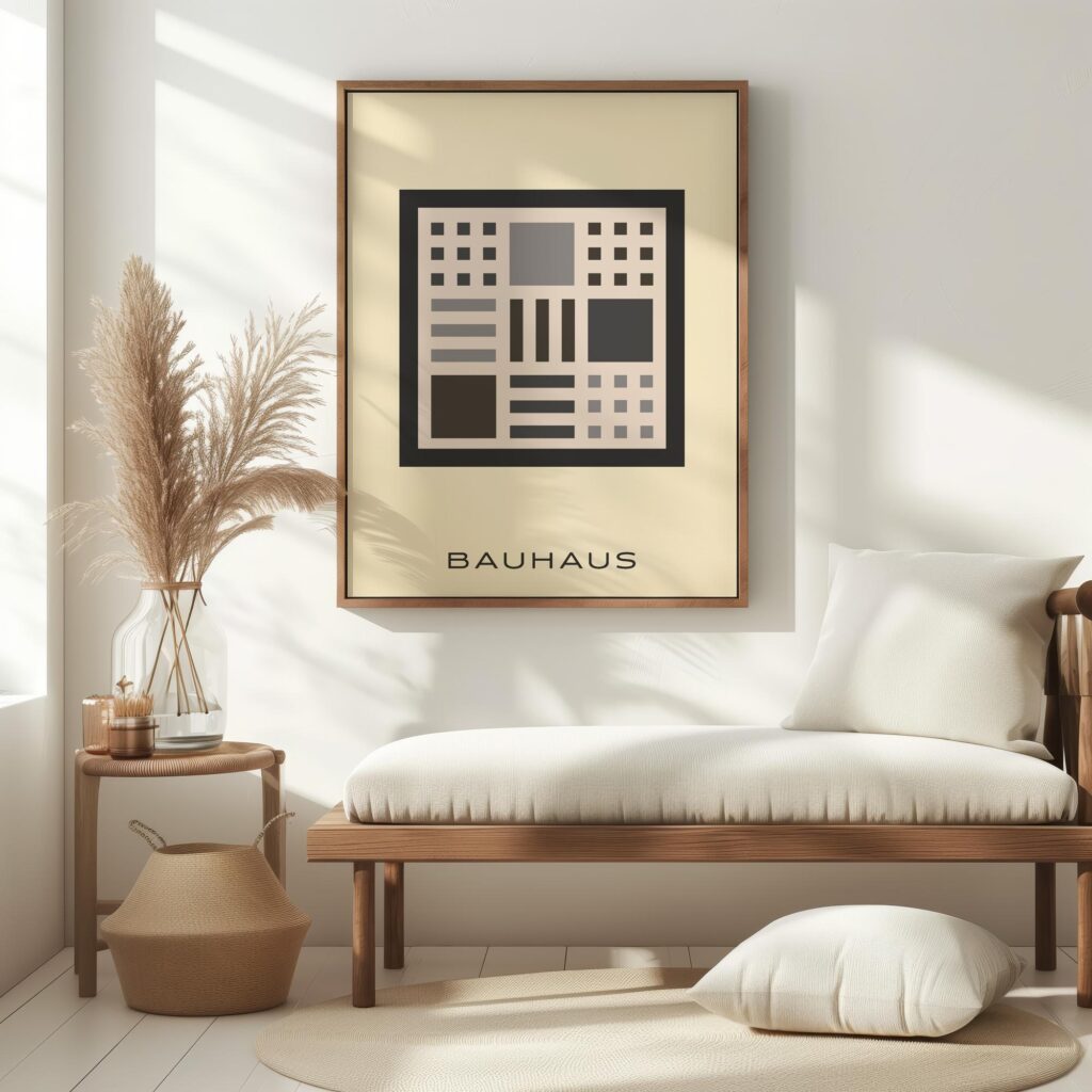 bauhaus print neutral tones geometric shapes 22