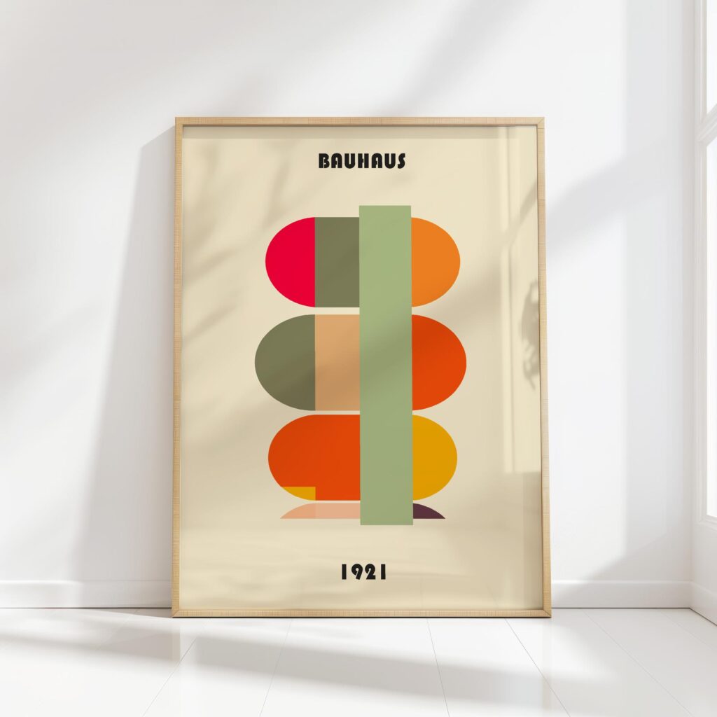 bauhaus print neutral tones geometric shapes 36