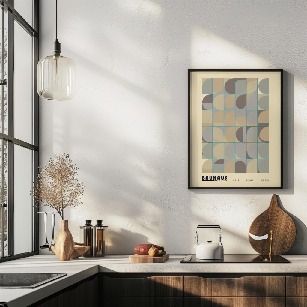 bauhaus print neutral tones geometric shapes 5