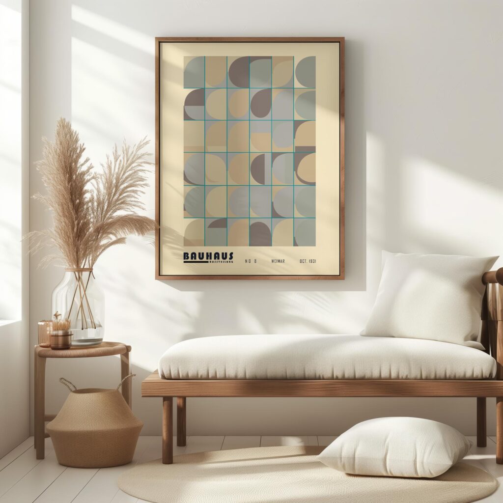 bauhaus print neutral tones geometric shapes 6