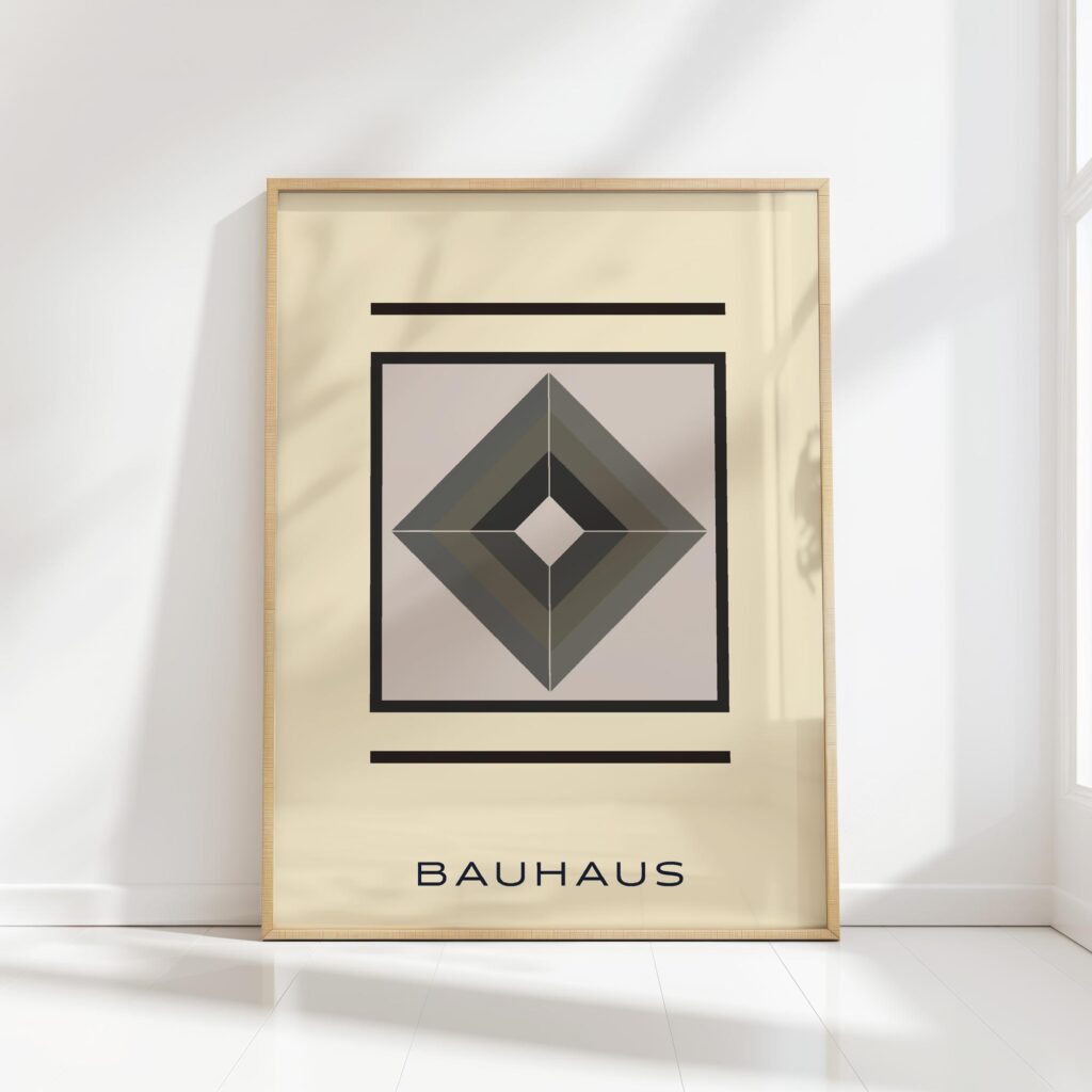 bauhaus print neutral tones geometric symmetry